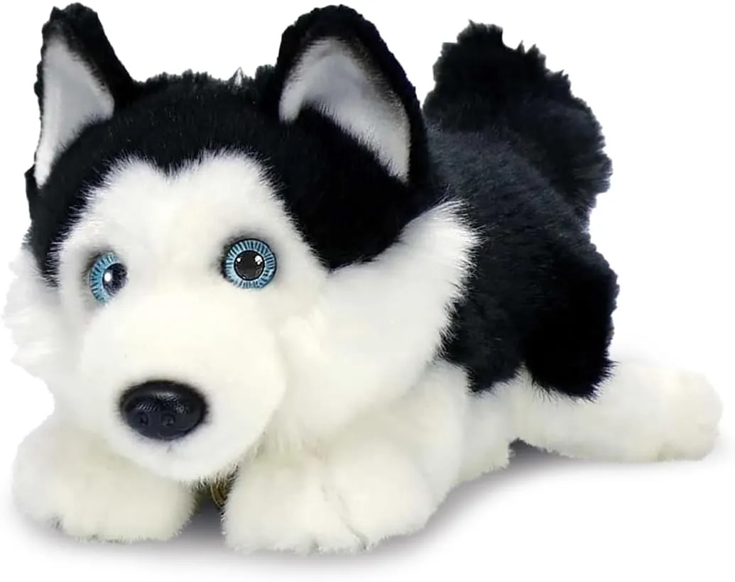 Aurora World Miyoni Black Lying Husky Plush - Super Soft 11" Realistic Stuffed Animal Toy