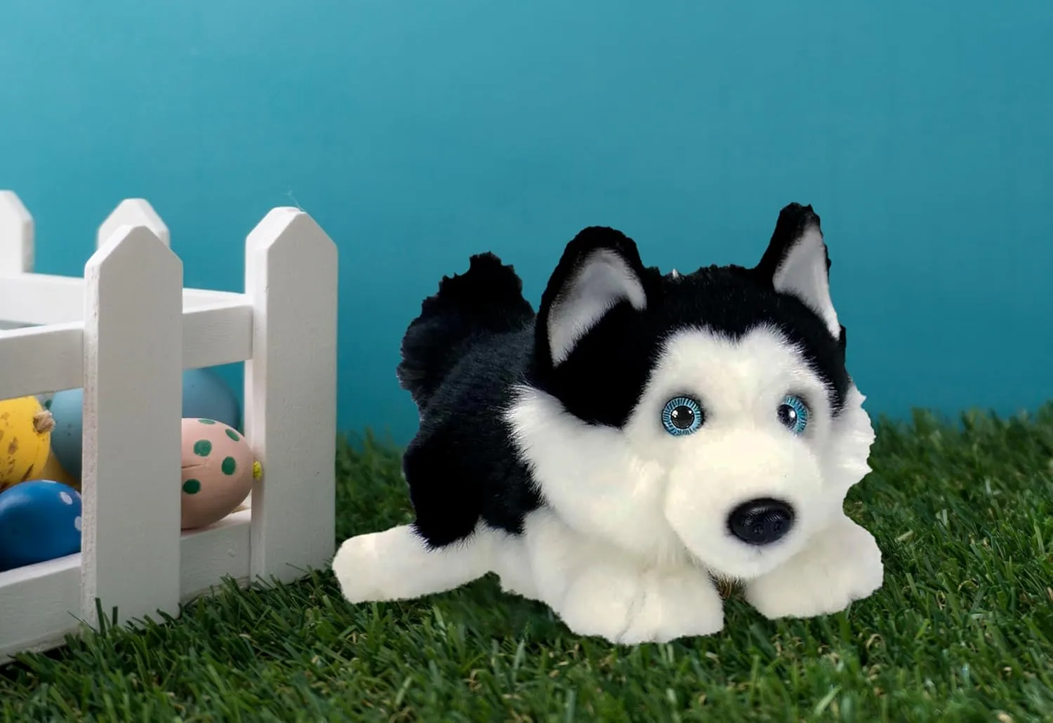 Aurora World Miyoni Black Lying Husky Plush - Super Soft 11" Realistic Stuffed Animal Toy