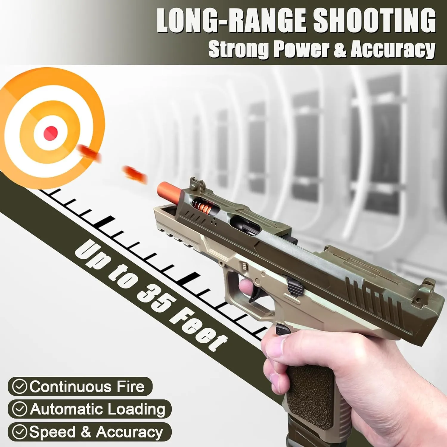 Automatic Shell Ejecting Toy Gun Pistol, Soft Bullet Toy Gun for Boys, Education Model Realistic Toy Pistol Shooting Game Toys Gifts Christmas Birthday for Kids 8 