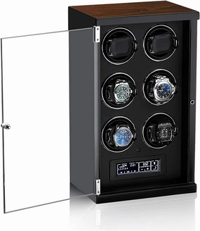 Automatic Single Watch Winder Extremely Silent Motor LCD with Touch Panel with LED Backlight with 5 Rotation Mode Setting with Remote Control Wood Shell Piano Paint Exterior