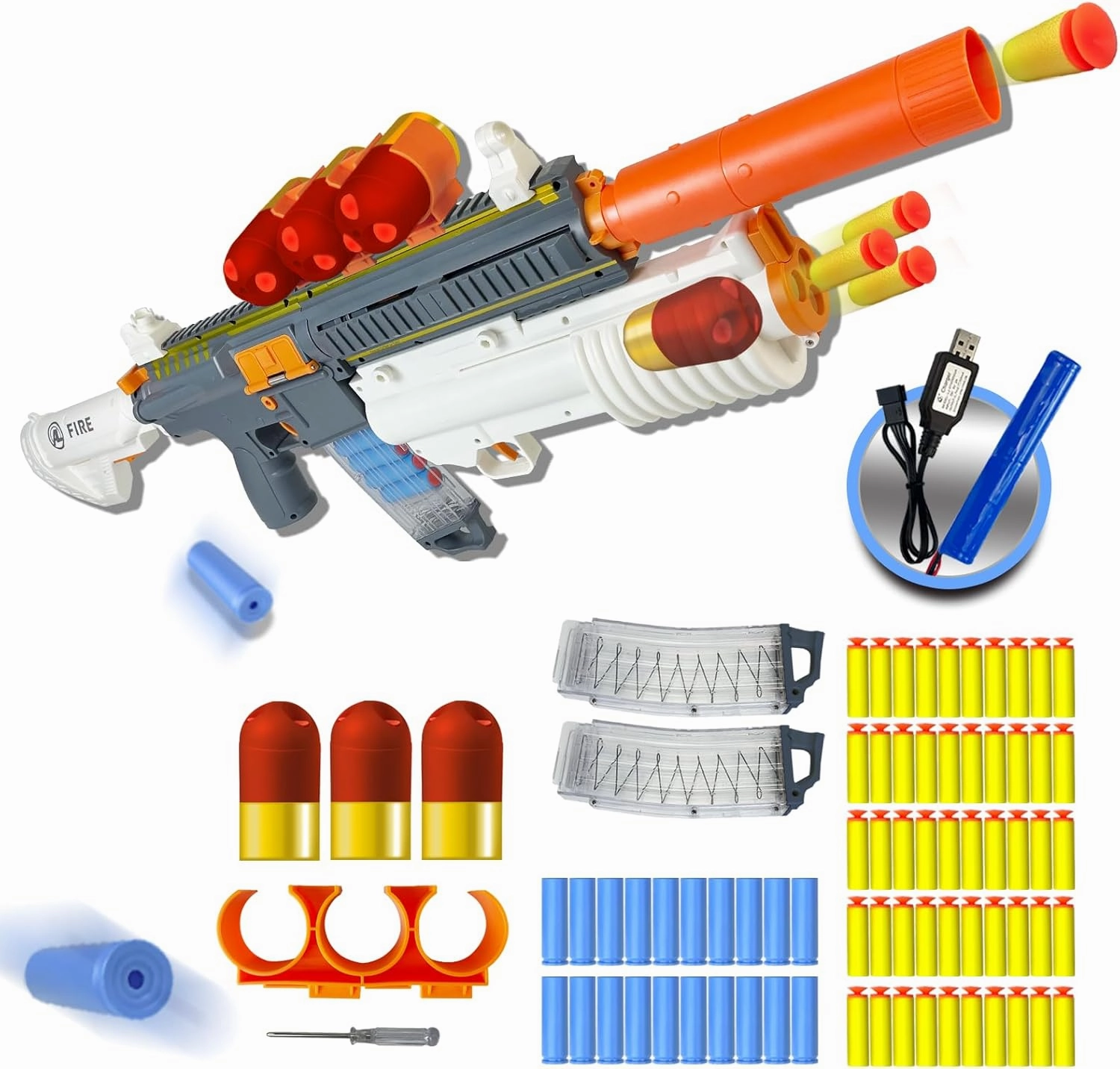 Automatic Toy Gun for Kids, 2 in 1 Mode Electric Foam Blaster with Grenade Launcher, Shooting Game Toys for Kids and Girls Over 7,8,9,10,11  Years Old