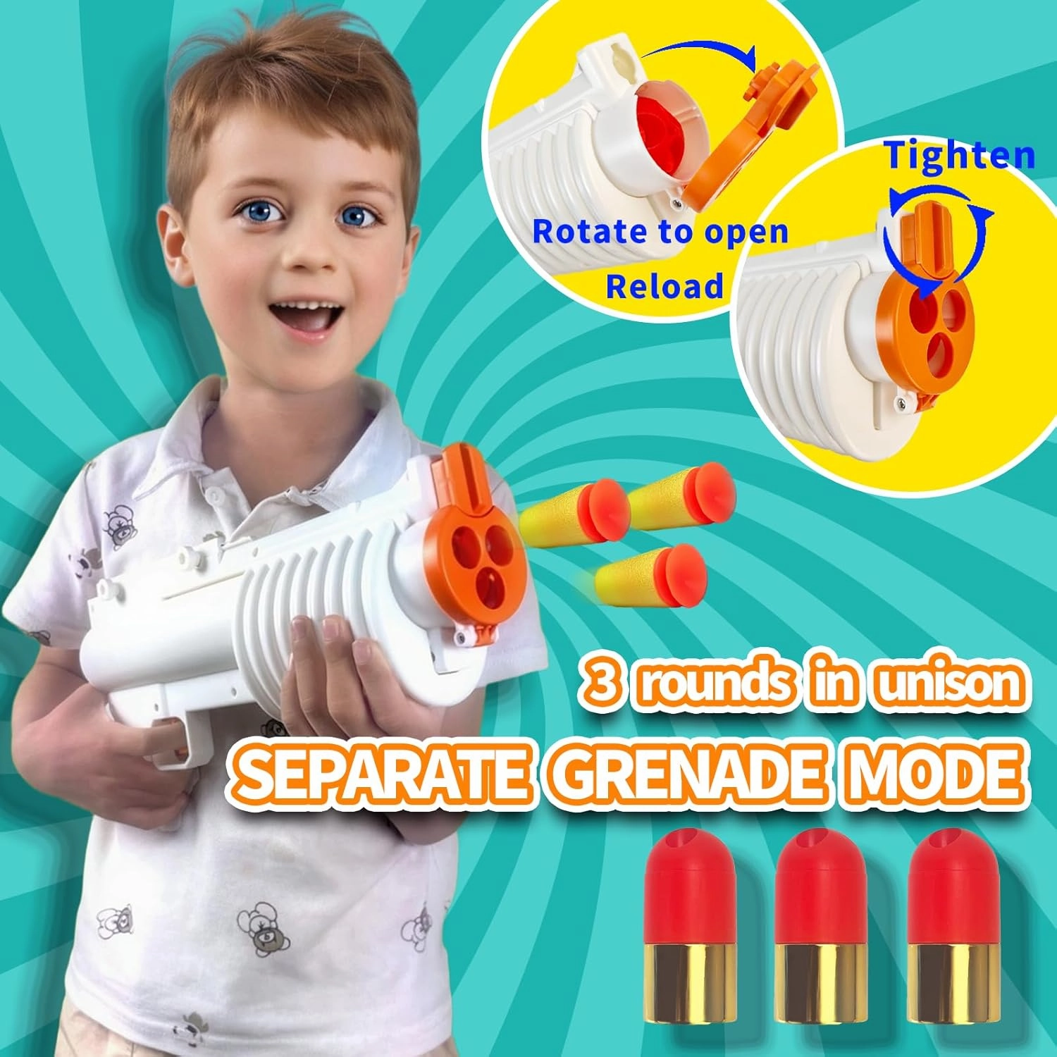 Automatic Toy Gun for Kids, 2 in 1 Mode Electric Foam Blaster with Grenade Launcher, Shooting Game Toys for Kids and Girls Over 7,8,9,10,11  Years Old