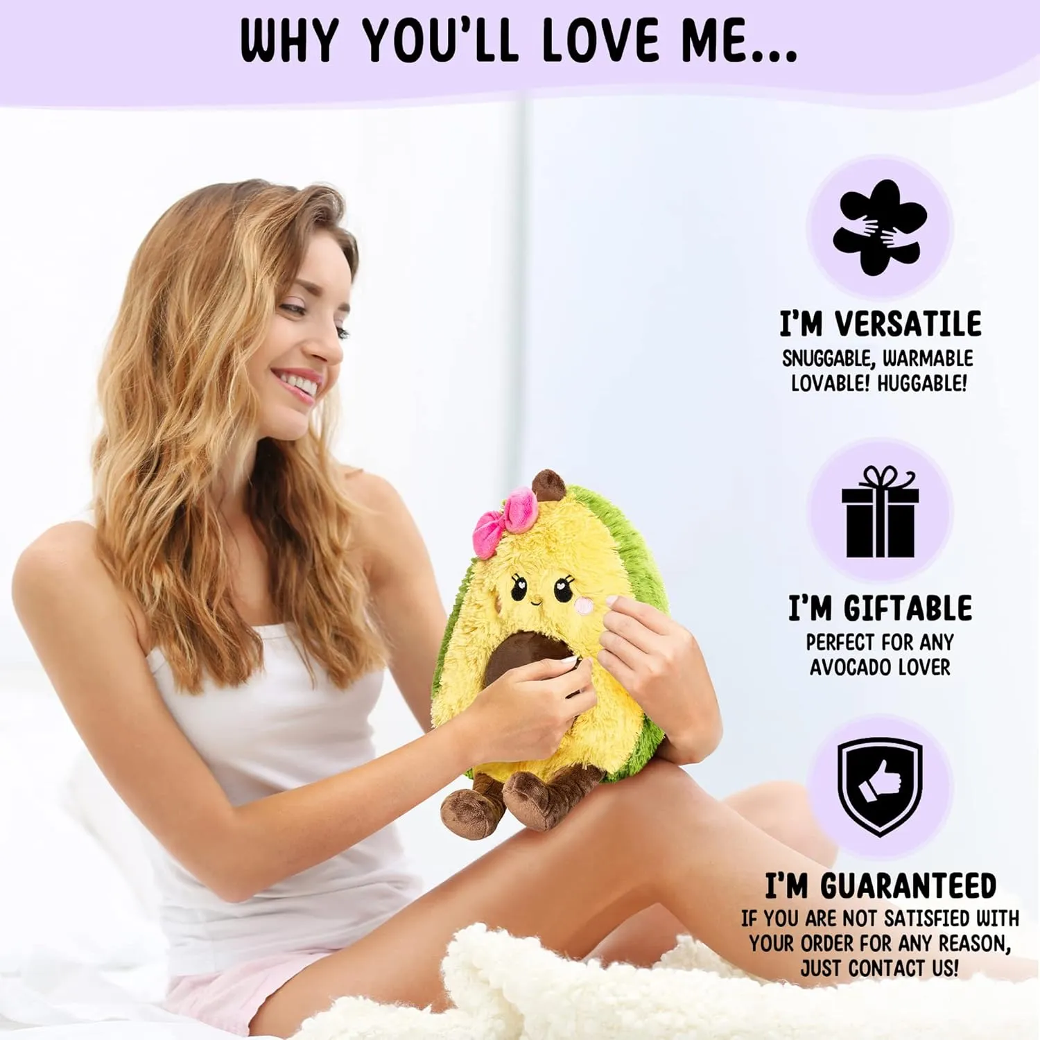 Avocado Microwavable Unscented Heating Pad for Women and Kids- Cute Soft Cozy Pillow Plush Heatable Warm Stuffed Animals - Kawaii Hot and Cold Plushie Food Toy - Avocado Gifts for Girls and Boys