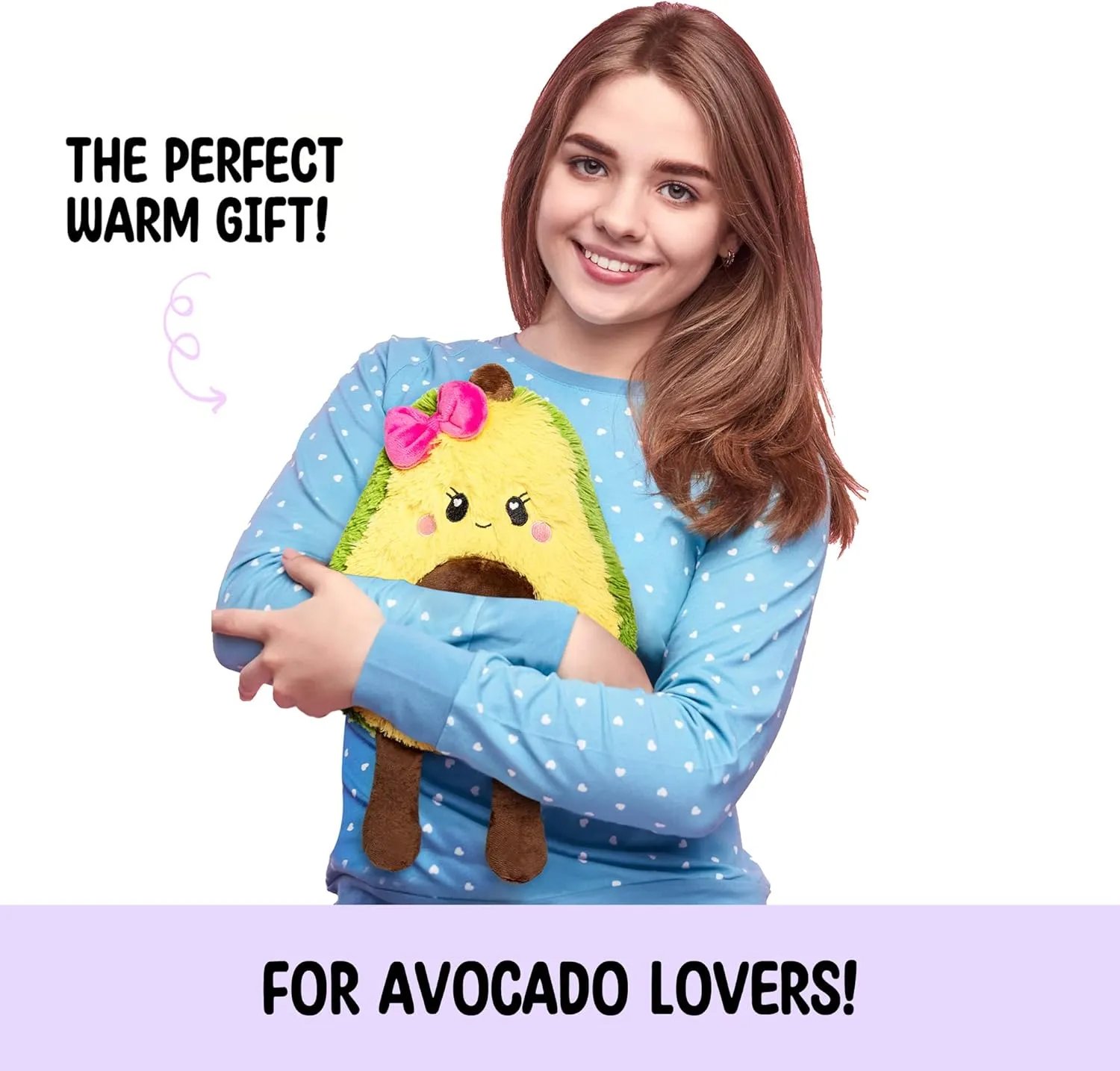 Avocado Microwavable Unscented Heating Pad for Women and Kids- Cute Soft Cozy Pillow Plush Heatable Warm Stuffed Animals - Kawaii Hot and Cold Plushie Food Toy - Avocado Gifts for Girls and Boys