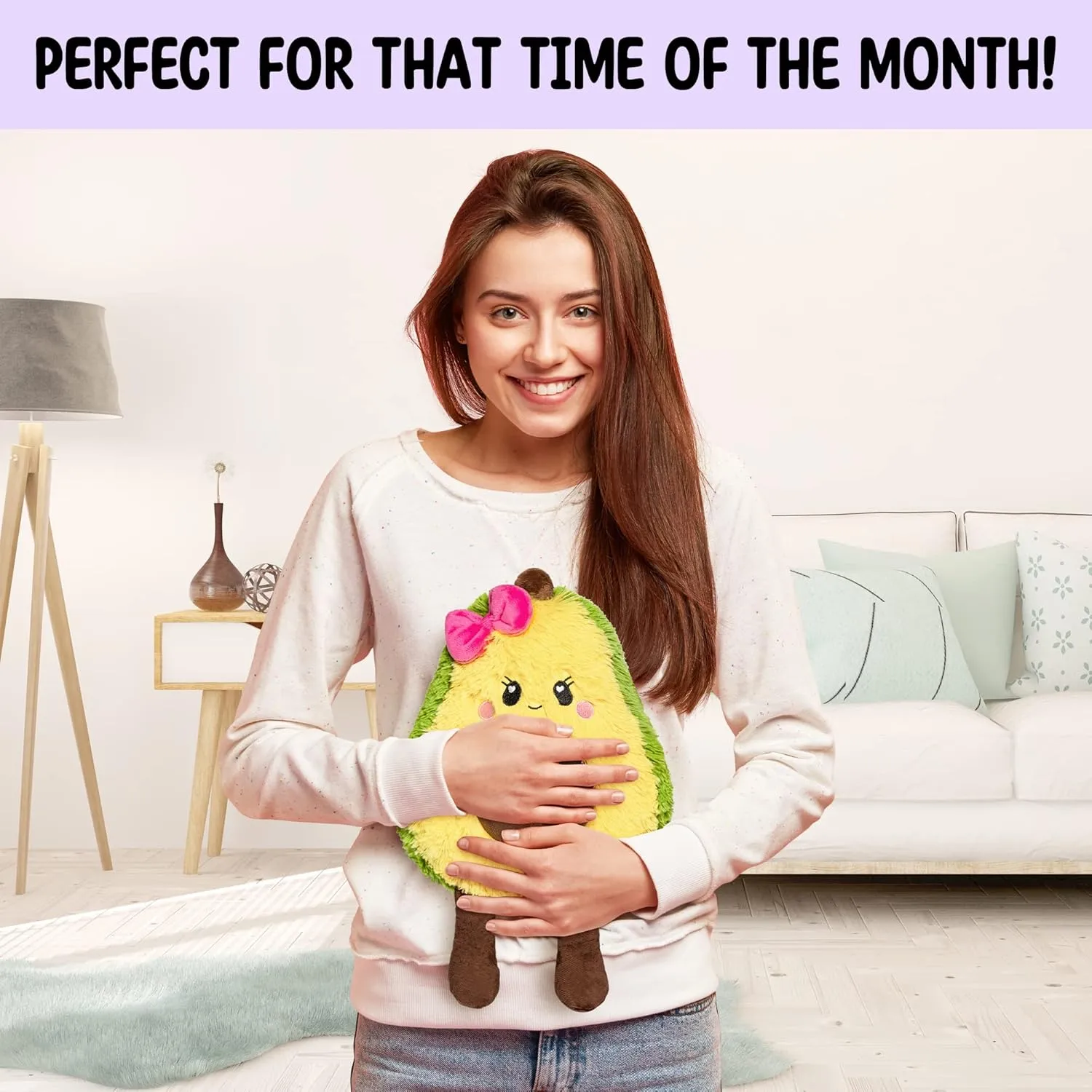 Avocado Microwavable Unscented Heating Pad for Women and Kids- Cute Soft Cozy Pillow Plush Heatable Warm Stuffed Animals - Kawaii Hot and Cold Plushie Food Toy - Avocado Gifts for Girls and Boys