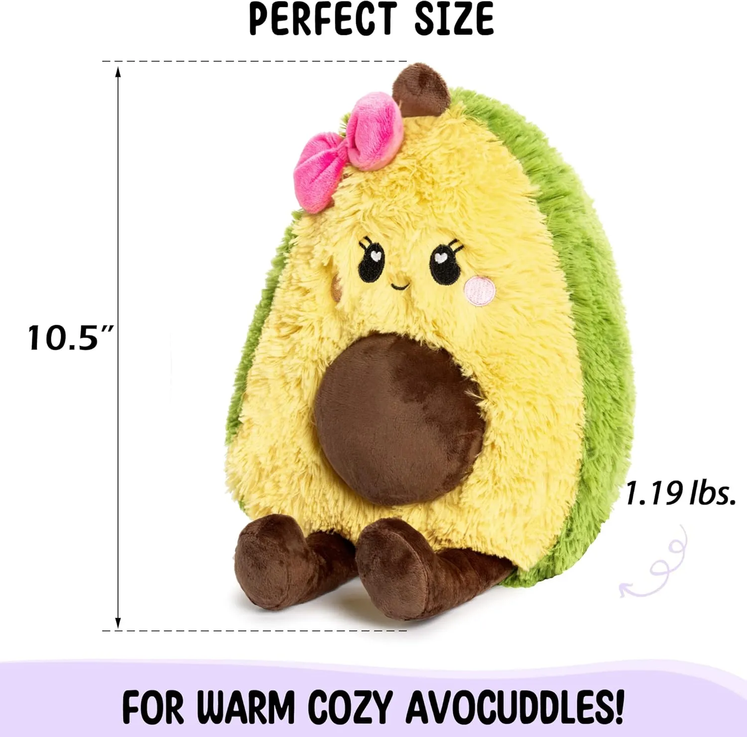 Avocado Microwavable Unscented Heating Pad for Women and Kids- Cute Soft Cozy Pillow Plush Heatable Warm Stuffed Animals - Kawaii Hot and Cold Plushie Food Toy - Avocado Gifts for Girls and Boys