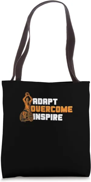 Awesome Wheelchair Basketball Player Adapt Overcome Inspire Tote Bag