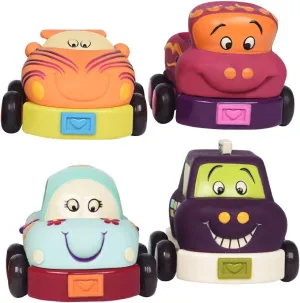 B. toys- Wheeee-ls – Soft Pull-Back Funny Vehicles - Baby Toy Play Set of 4 Vehicles- 12 Months  