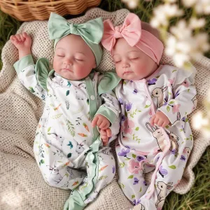 BABESIDE Lifelike Reborn Baby Dolls Twins, 20 inch Realistic Newborn Boy Girl Soft Vinyl Real Life Baby Dolls Sleeping with Clothes and Toy Gift for Kids Age 3 