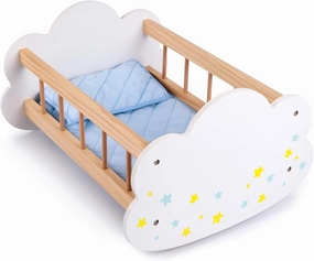 BABESIDE Reborn Baby Doll Crib – Wooden Cloud Baby Doll Bed for 12–16 Inch Dolls, Rocking Cradle with Pillow & Mattress, Baby Doll Accessories Gift for Girls & Boys Ages 3 