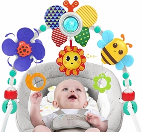 Baby Stroller Arch Toy: Infant Crib Bassinet Toys Adjustable Hanging Activity Arch with Play Accessories, Sensory Travel Car Seat Toys for Toddler Boy Girl 0-6 6-12 12-18 Months (Butterfly)
