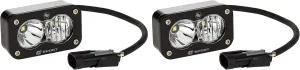 Baja Designs S2 Sport Black LED Light Pod Pair - 2PCS LED with Wiring Harness (Driving/Combo; Clear)