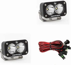 Baja Designs S2 Sport Black LED Light Pod Pair - 2PCS LED with Wiring Harness (Work/Scene; Clear)
