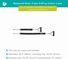 Balanced Body Triple D-Ring Cotton Loops, Hand and Foot Bands, Comfortable Workout Straps, Pilates Reformer Equipment, Studio and Home Gym Accessories, 1 Pair