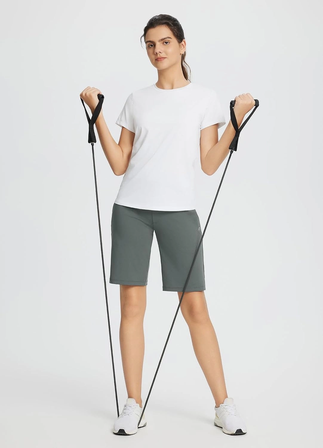 baleaf Women's Bermuda Long Shorts 10" Knee Length High Rise Athletic Shorts Pull On Workout Walking Golf Running Summer