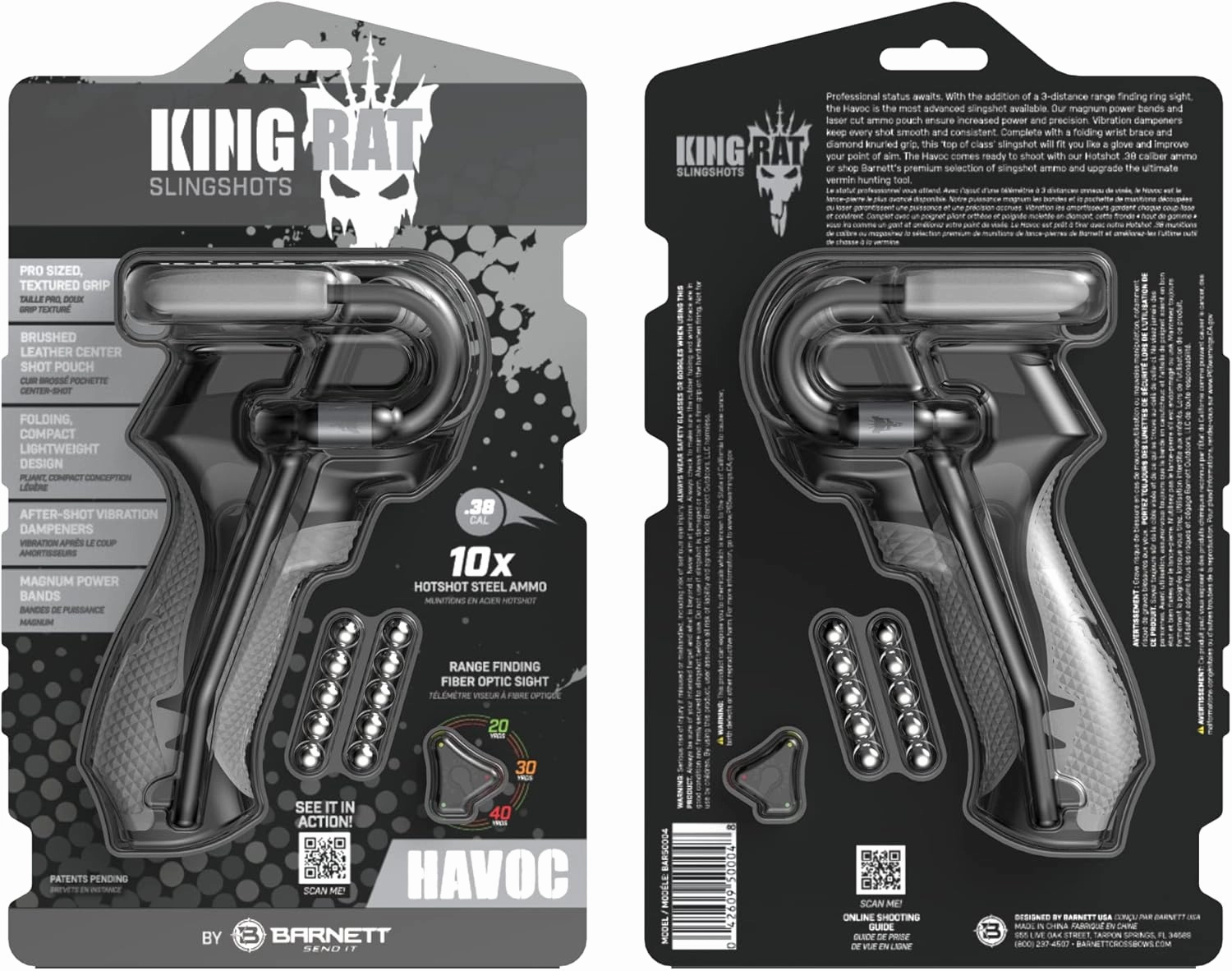 Barnett King Rat Slingshots, Powerful Slingshot for Adults and Kids Alike, Includes Power Band, Brushed Leather Pouch, & Slingshot Ammo