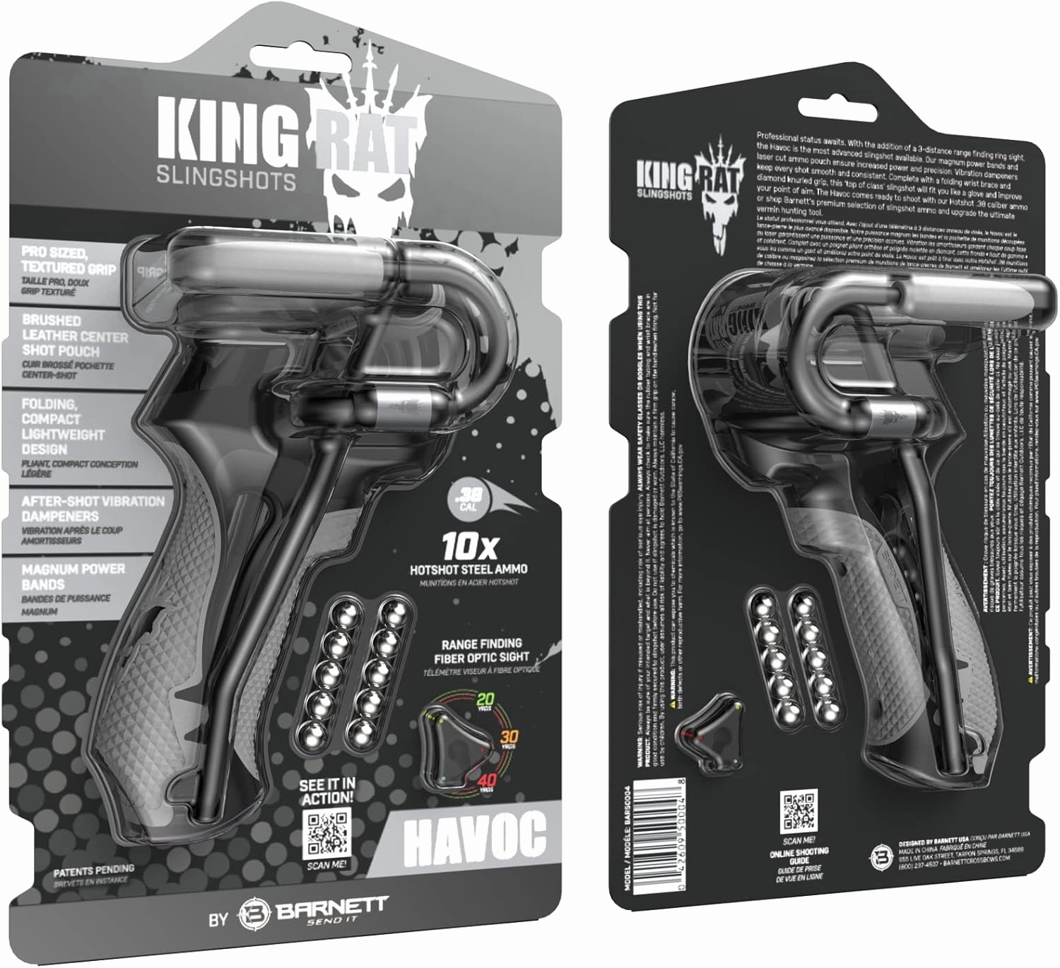 Barnett King Rat Slingshots, Powerful Slingshot for Adults and Kids Alike, Includes Power Band, Brushed Leather Pouch, & Slingshot Ammo