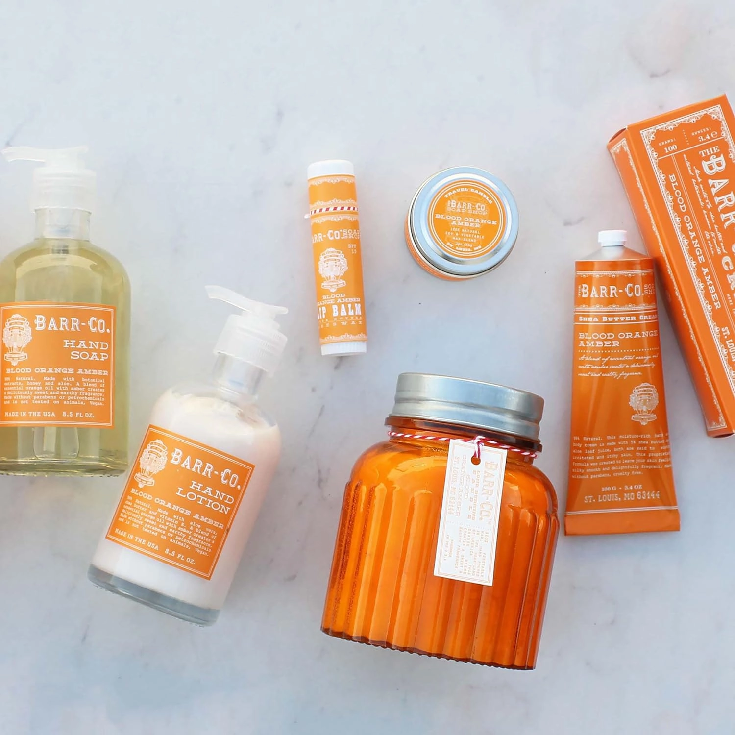 BARR-CO. Soap Shop Hand Cream Blood Orange Amber, Orange & Amber Essential Oils, Hand Cream for Dry & Cracked Hands, Shea Butter Cream, 3.4 fl oz
