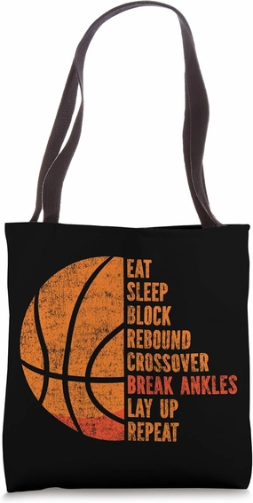 Basketball Bball Eat Sleep Block Rebound Crossover Break Tote Bag