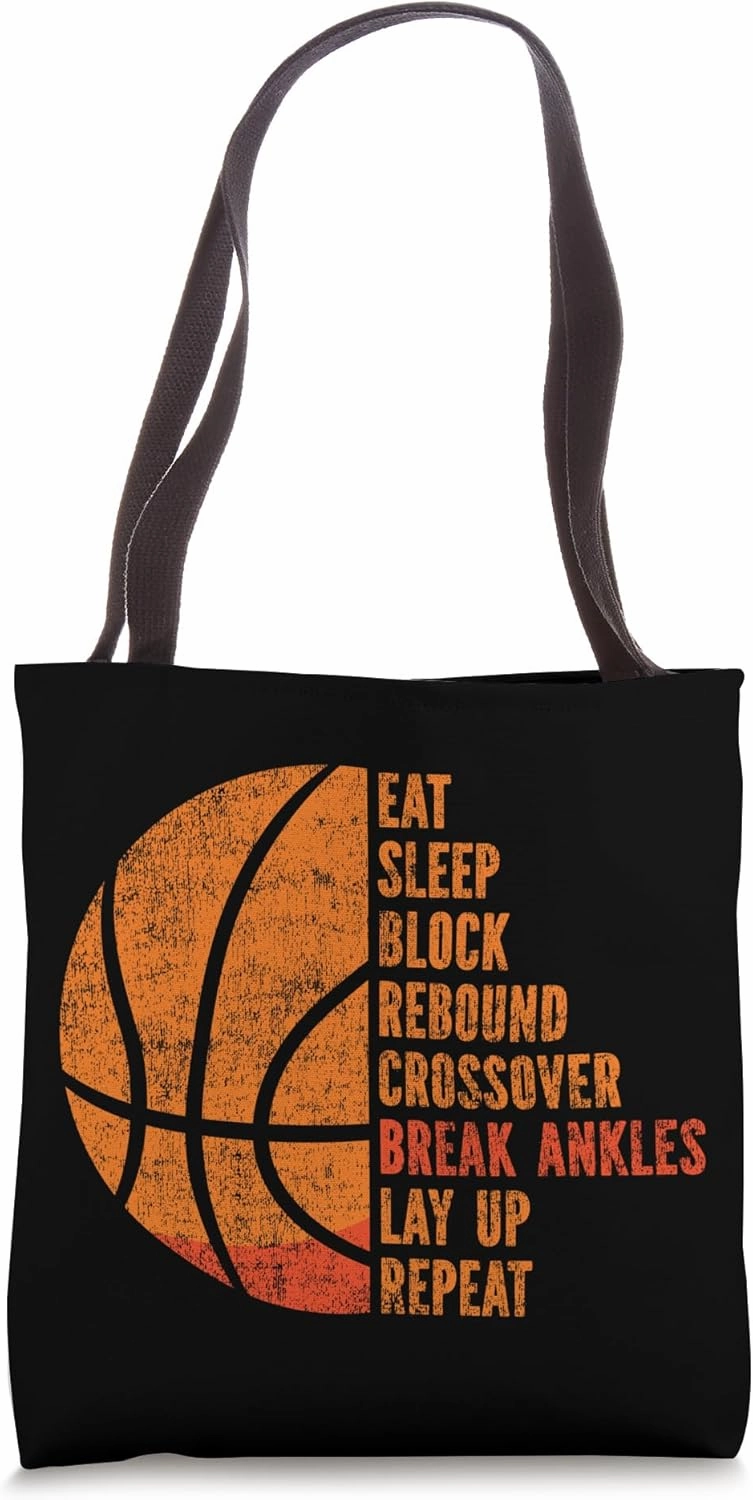 Basketball Bball Eat Sleep Block Rebound Crossover Break Tote Bag