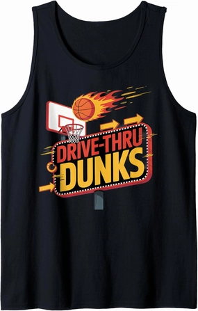 Basketball Drive Thru Dunks Retro Artwork Tank Top
