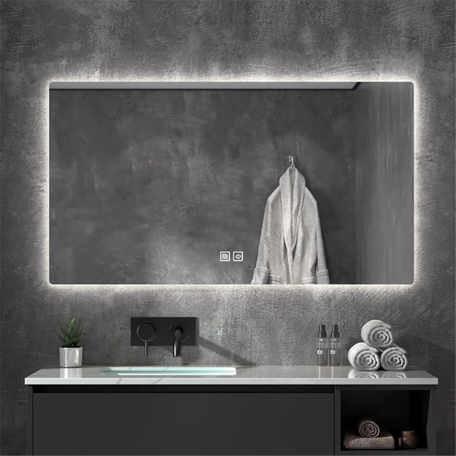 Bathroom Mirror, Anti-Fog and Explosion-Proof Decorative Mirror with Touch Switch Smart Makeup Mirror(White Light,600MM*800MM)