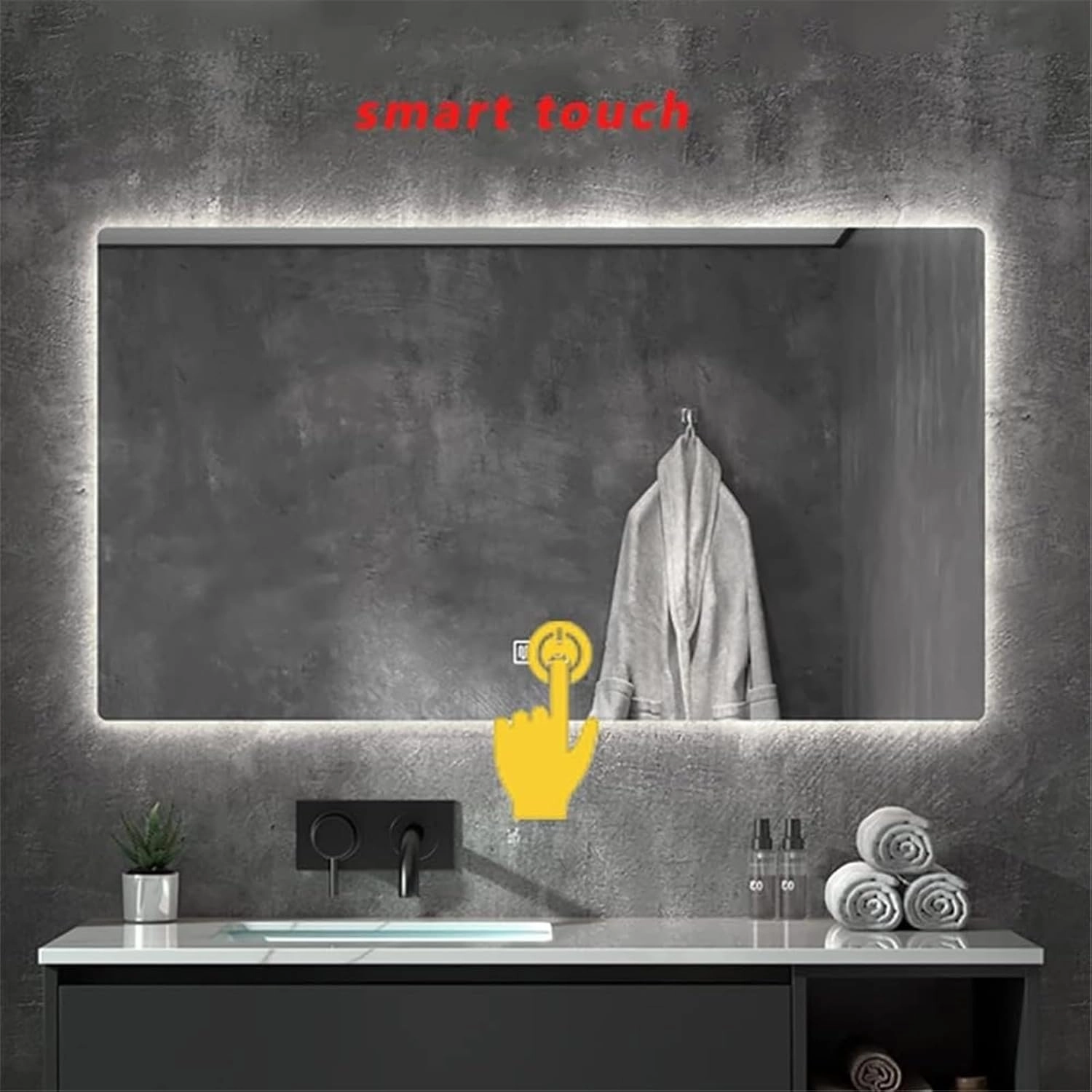 Bathroom Mirror, Anti-Fog and Explosion-Proof Decorative Mirror with Touch Switch Smart Makeup Mirror(White Light,600MM*800MM)