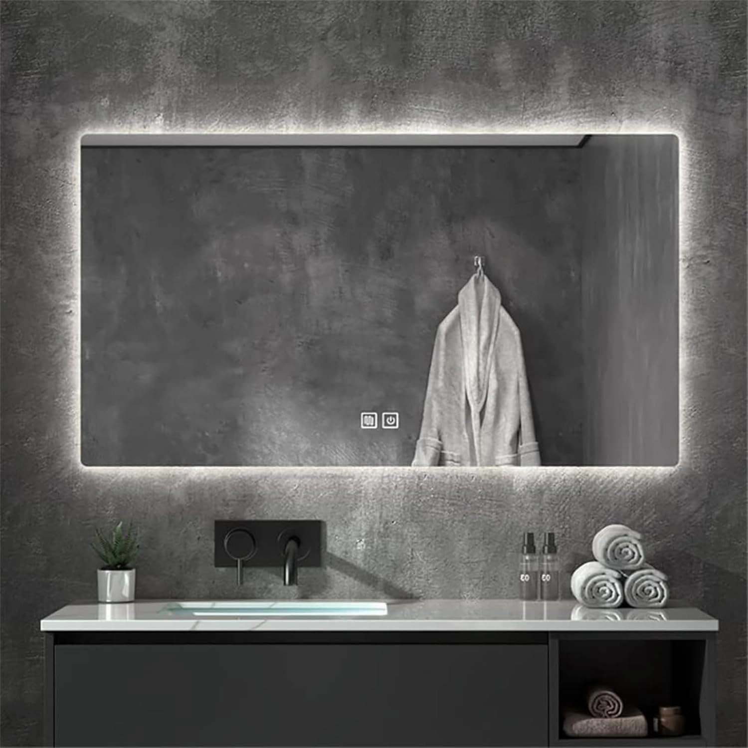 Bathroom Mirror, Anti-Fog and Explosion-Proof Decorative Mirror with Touch Switch Smart Makeup Mirror(White Light,750MM*1000MM)