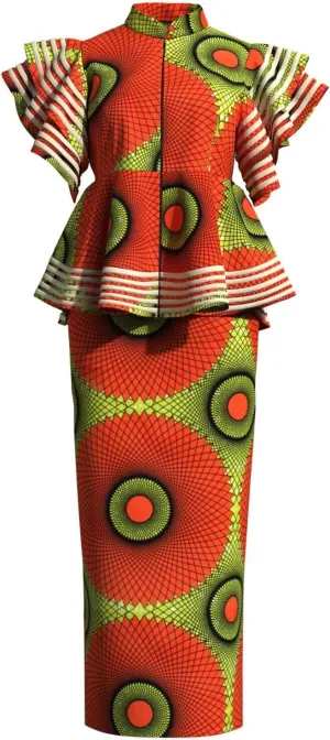 BAZINRICHE Women African Dresses Clothing Dashiki Bazin Riche Dress Women Skirt Set Print Ankara Zipper Top