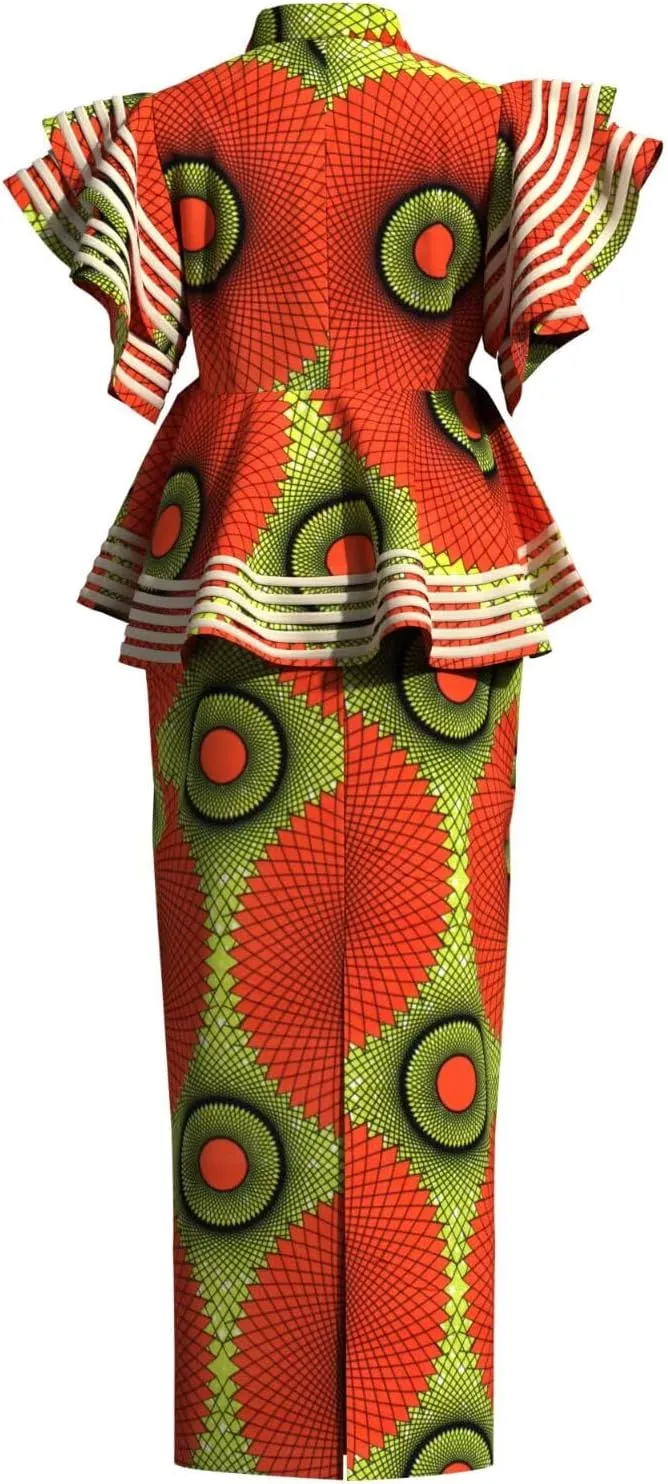 BAZINRICHE Women African Dresses Clothing Dashiki Bazin Riche Dress Women Skirt Set Print Ankara Zipper Top