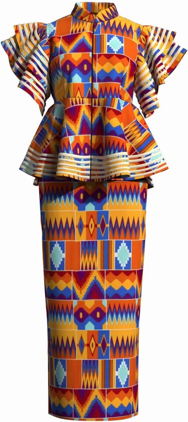 BAZINRICHE Women African Dresses Clothing Dashiki Bazin Riche Dress Women Skirt Set Print Ankara Zipper Top