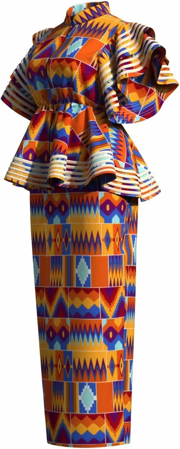 BAZINRICHE Women African Dresses Clothing Dashiki Bazin Riche Dress Women Skirt Set Print Ankara Zipper Top