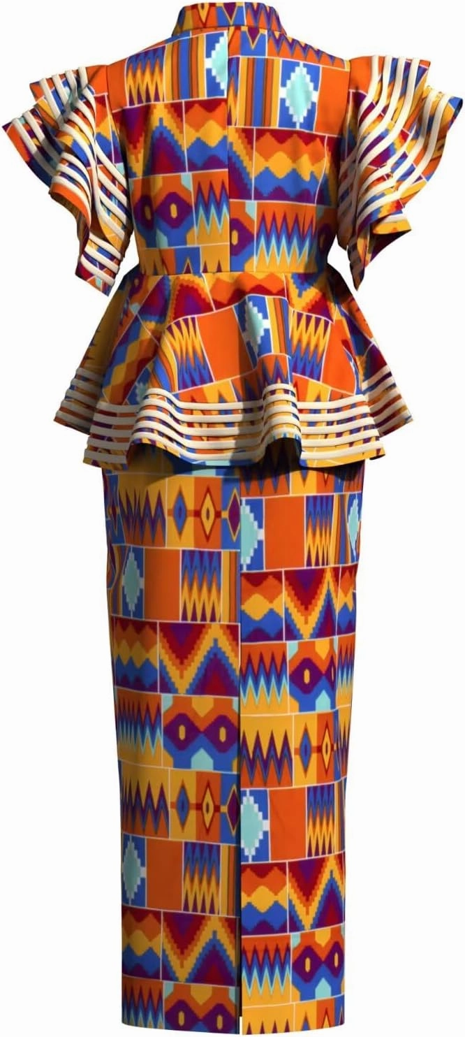 BAZINRICHE Women African Dresses Clothing Dashiki Bazin Riche Dress Women Skirt Set Print Ankara Zipper Top