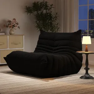 Bean Bag Chairs for Adults, Memory Foam Couch Single Sofa Chair, Soft Teddy Material Cozy Comfy Reading Nook Chairs, Floor Chair for Living Room Bedroom Office (Black)