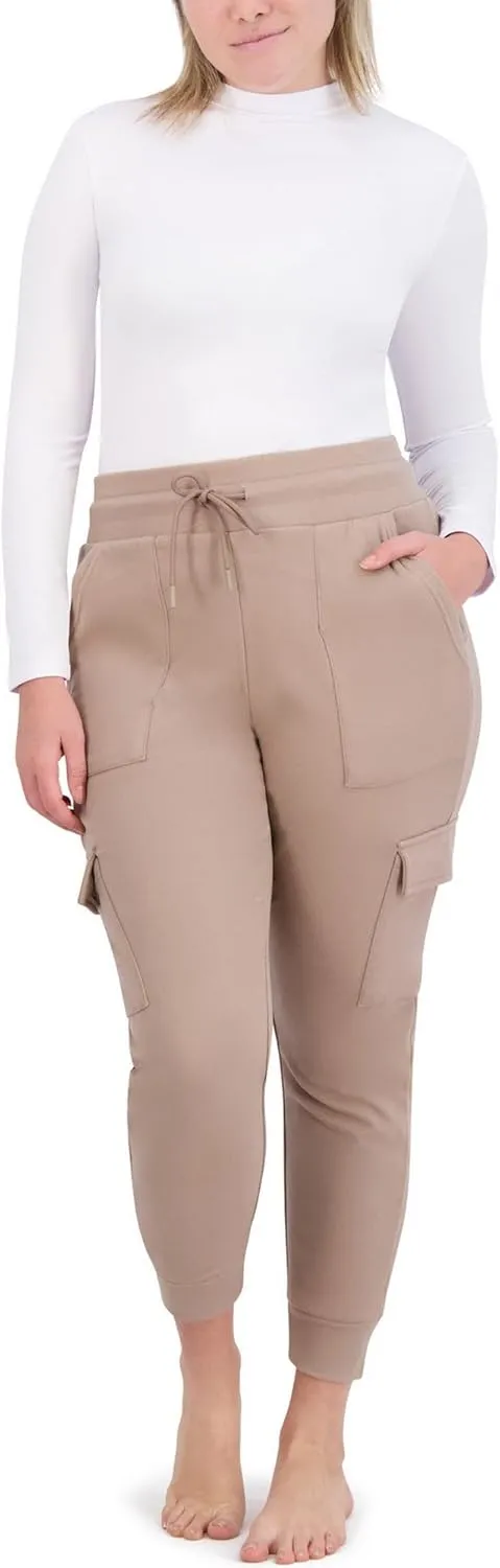 BEARPAW Women's Micro Fleece Drawstring Athletic Jogger Sweatpants with Pockets