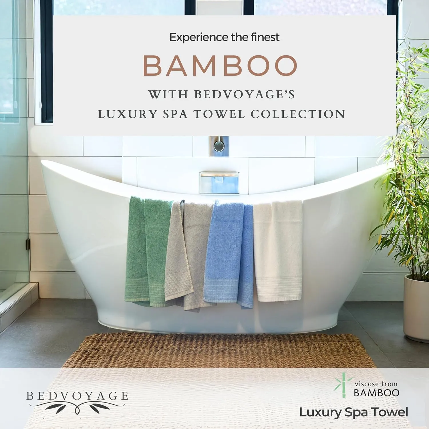 BedVoyage Luxury Spa Bath Towel, 650 GSM Ultra Soft & Plush, Viscose Derived from Bamboo, Super Absorbent, Large Towels for Bathroom 30x54 - Seaglass