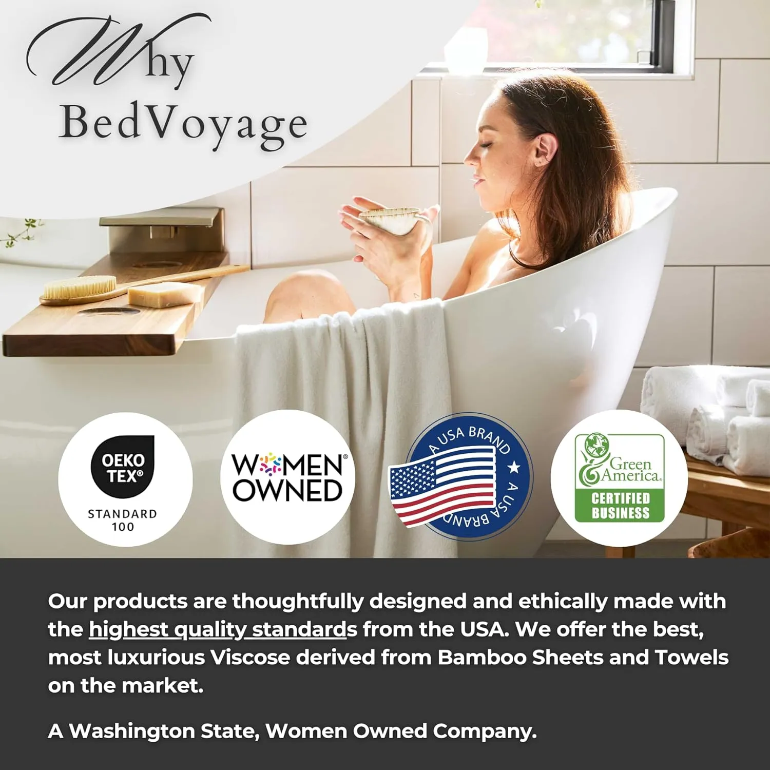 BedVoyage Luxury Spa Bath Towel, 650 GSM Ultra Soft & Plush, Viscose Derived from Bamboo, Super Absorbent, Large Towels for Bathroom 30x54 - Seaglass