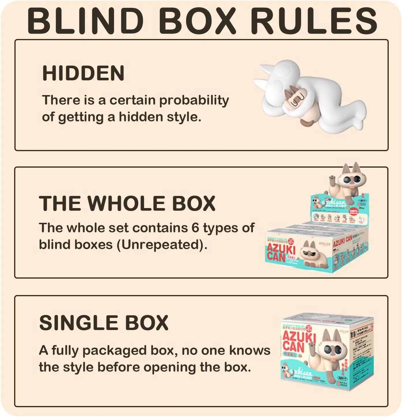 BEEMAI Nobeko Azukisan's Daily Series 2 6PCs (Set of 6 No Repeat) Blind Box Random Design Cute Figures Collectible Toys Birthday Gifts
