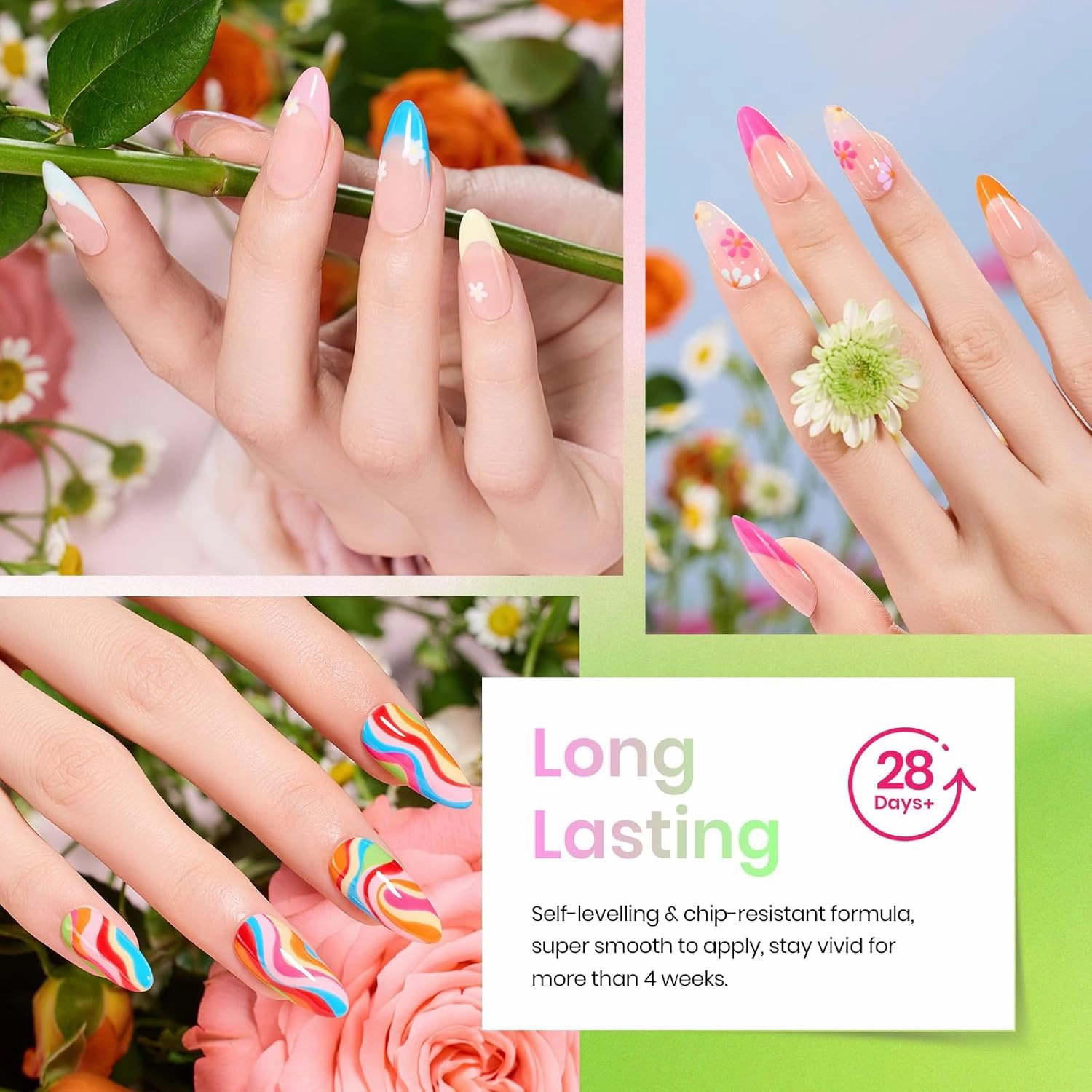 beetles Summer Gel Polish Nail Set 36 Colors Floral Rhapsody Collection Pastel Bright Girly Sparkle Glitter Polish with 3Pcs Base Matte & Glossy Top Soak off Uv Lamp All Seasons Gifts for Her