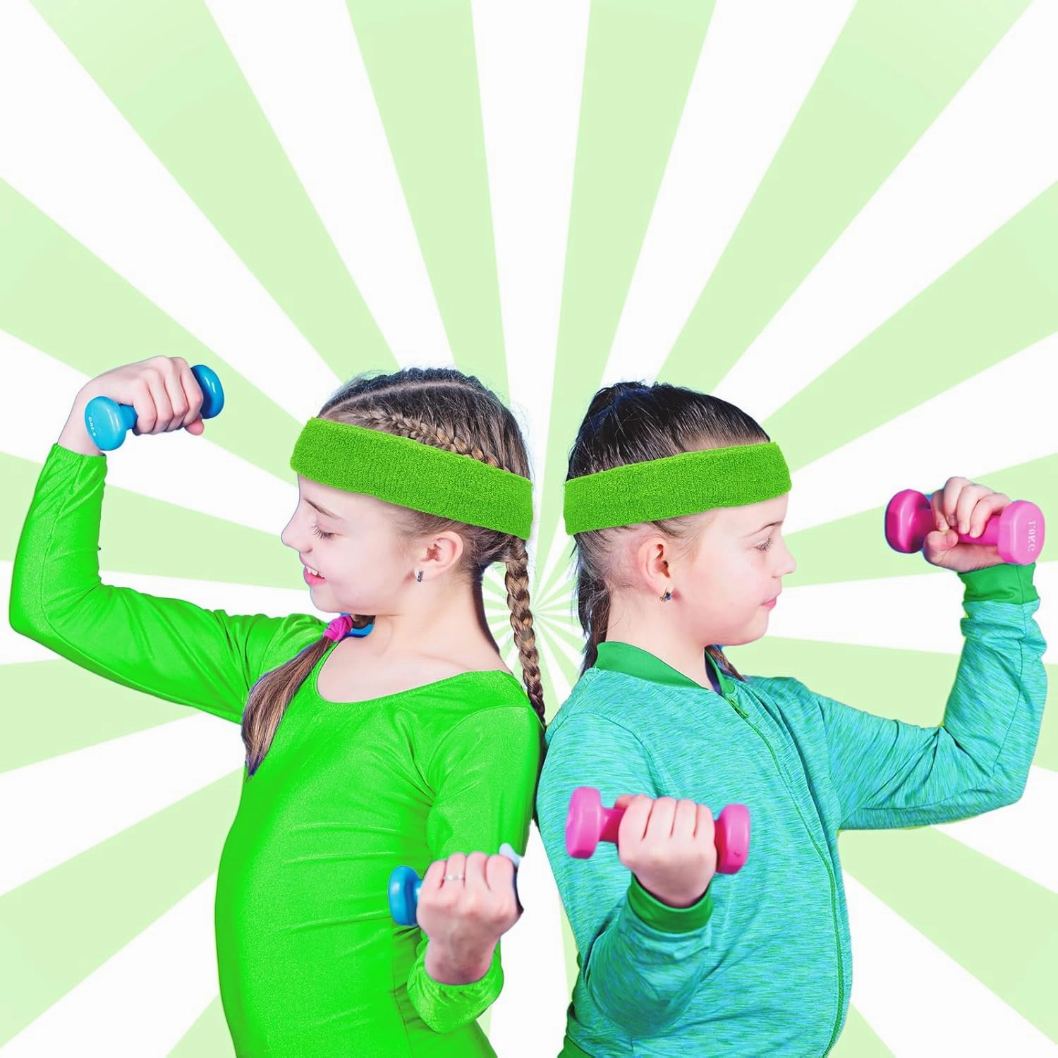 Bememo 36 Pcs Neon Sweatbands Set for Kids End of The Year Student Gifts Bulk 24 Pcs Sports Wristbands 12 Tennis Headbands Kids Sports Sweat Band