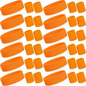 Bememo 36 Pcs Neon Sweatbands Set for Kids End of The Year Student Gifts Bulk 24 Pcs Sports Wristbands 12 Tennis Headbands Kids Sports Sweat Band
