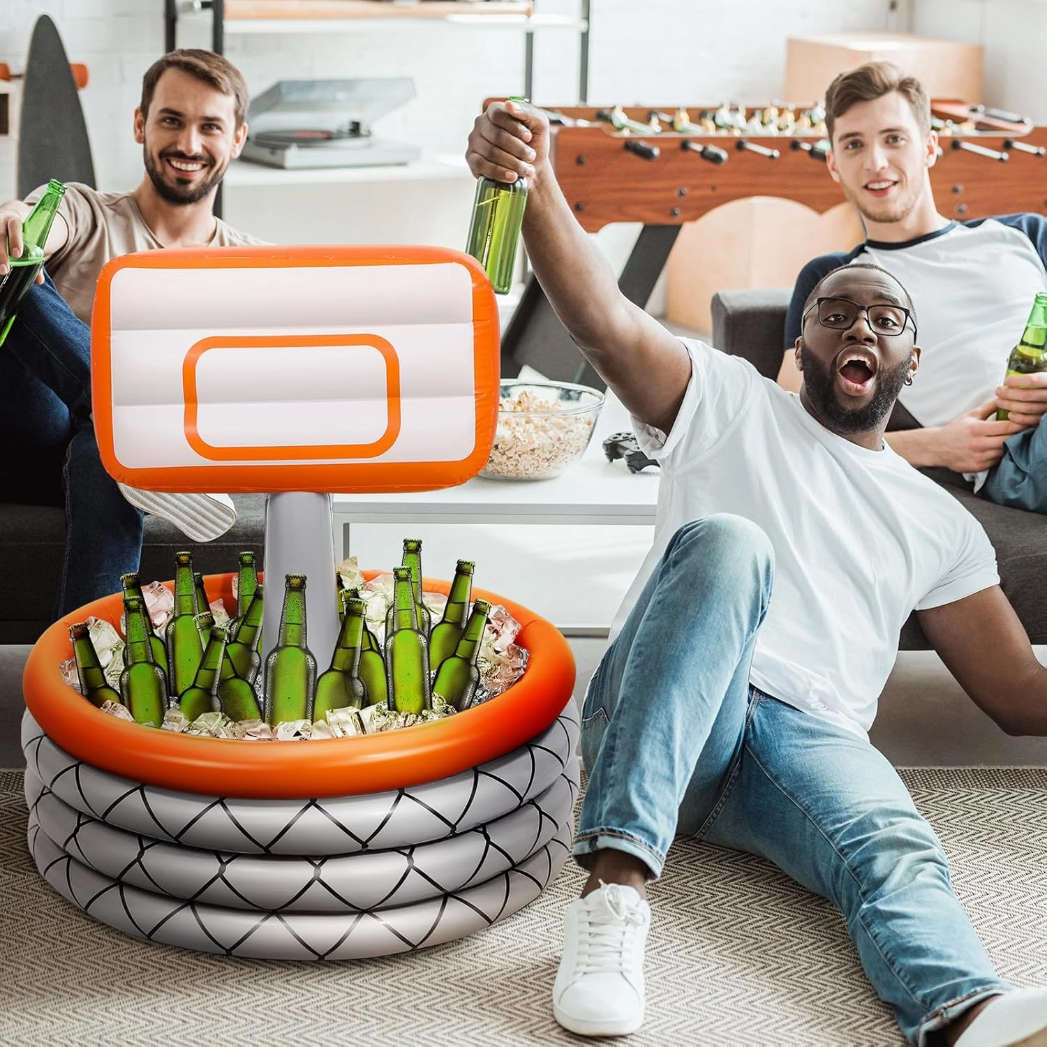 Bencailor Inflatable Cooler Inflatable Football Drink Cooler Toss Game Decoration Rugby Basketball Baseball Blow up PVC Sports Field Party Supply
