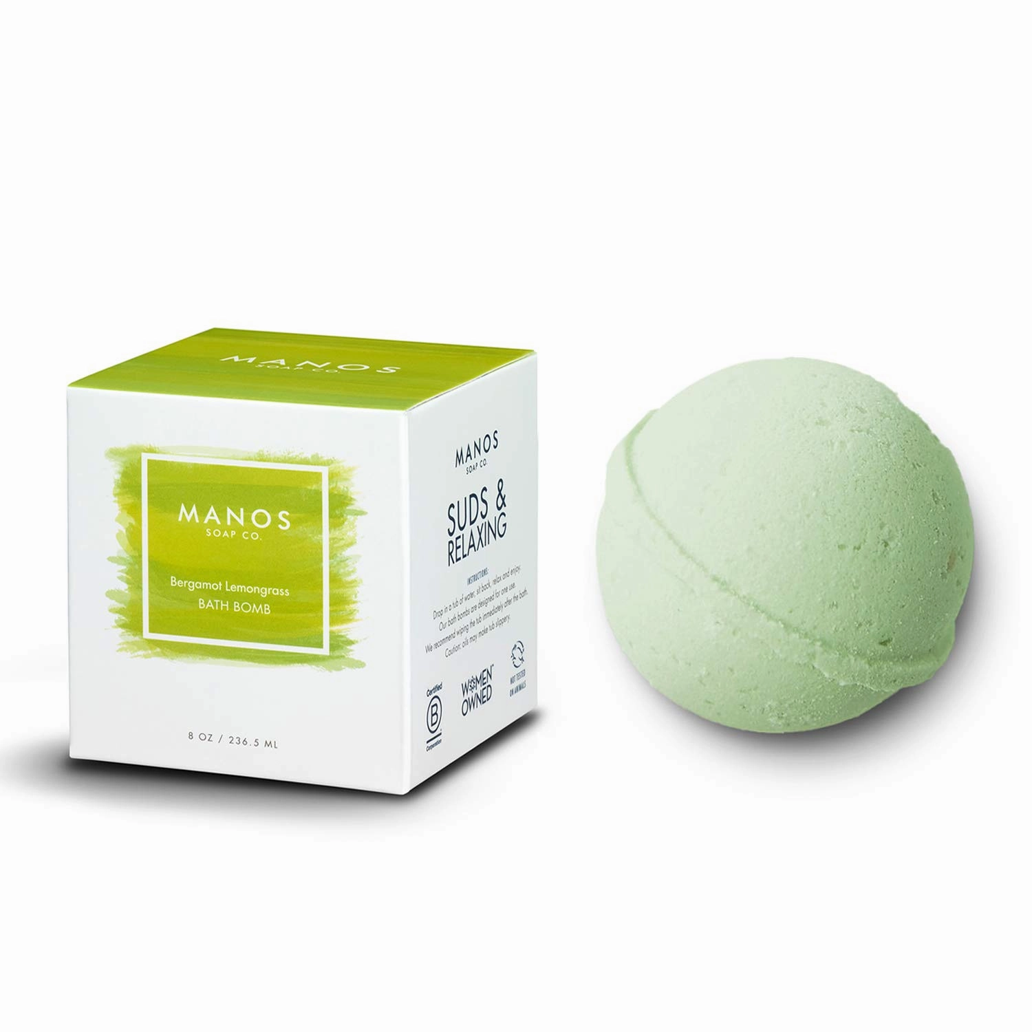 Bergamot Lemongrass Bath Bombs – Large Epsom Salt Bath Bomb for Women, Men, Kids 8.00 oz Moisturizing Natural Shower Fizzy Bombs by Manos Soap Co.