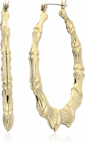 Betsey Johnson Womens Bamboo Hoop Earrings