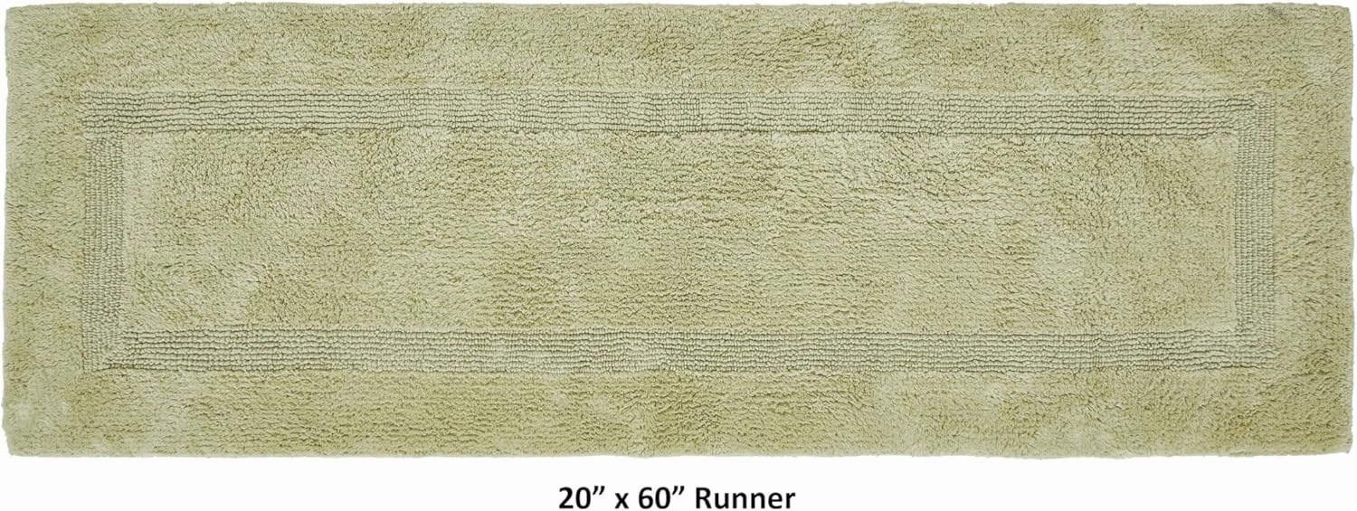Better Trends 20" x 60" Runner Bath Room Rug 100% Cotton Extra Soft Water Absorbent Reversible, Washable Luxury Long Mat for Bath Room Floor, Tub, Laundry Room Oeko-Tex Certified Sage Lux Collection