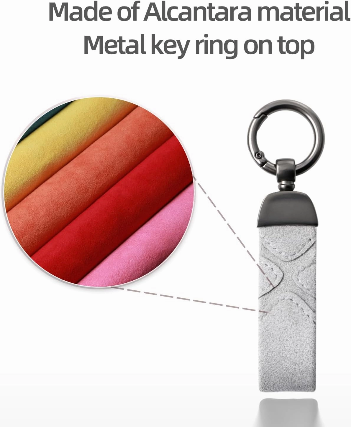 BETTERHUMZ Leather Suede Car Keychain,Key Chain Clip for Alcantara, Anti-Lost D-Ring for Men and Women Car Accessories