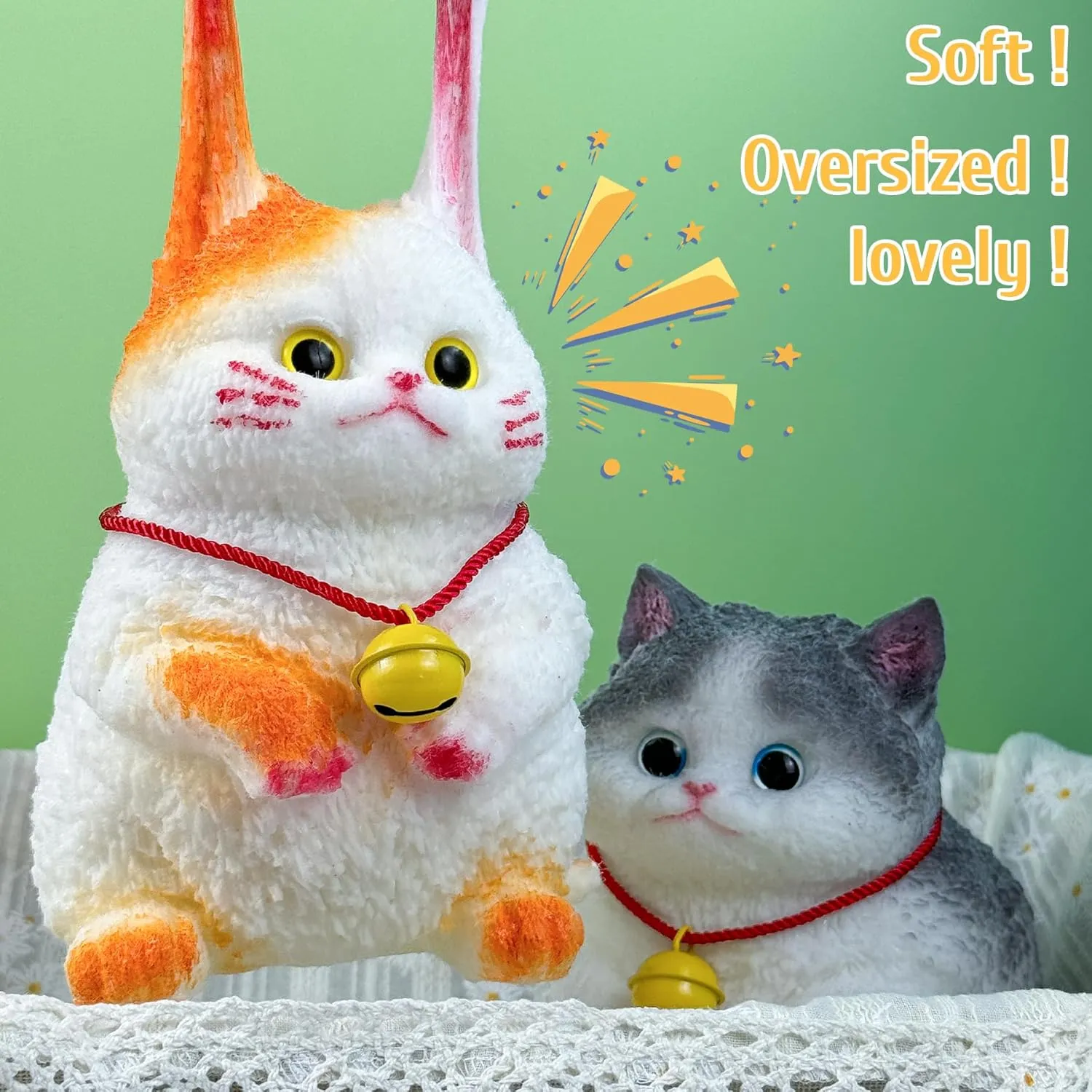 Big Cat Stress Toys - Big Jumbo Stress Relief Toys, Handmade Cat Stress for Adults & Kids, Cute & Soft Cat Design, Stress Relief & Funny, Stress Gifts for Home, Office (Orange Siamese cat)