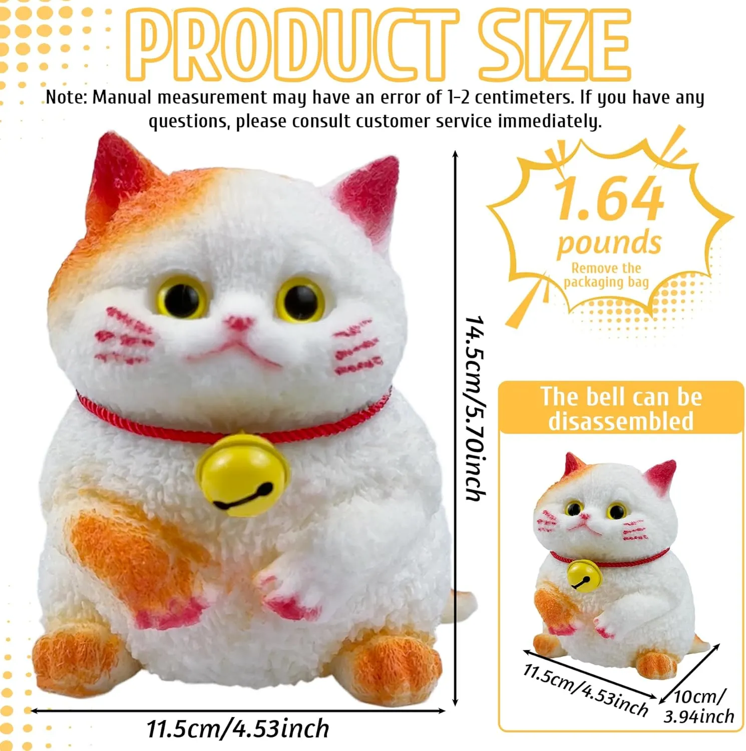 Big Cat Stress Toys - Big Jumbo Stress Relief Toys, Handmade Cat Stress for Adults & Kids, Cute & Soft Cat Design, Stress Relief & Funny, Stress Gifts for Home, Office (Orange Siamese cat)