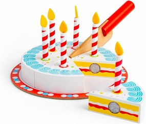 Bigjigs Toys Wooden Birthday Cake with Candles - Play Food and Role Play Toys
