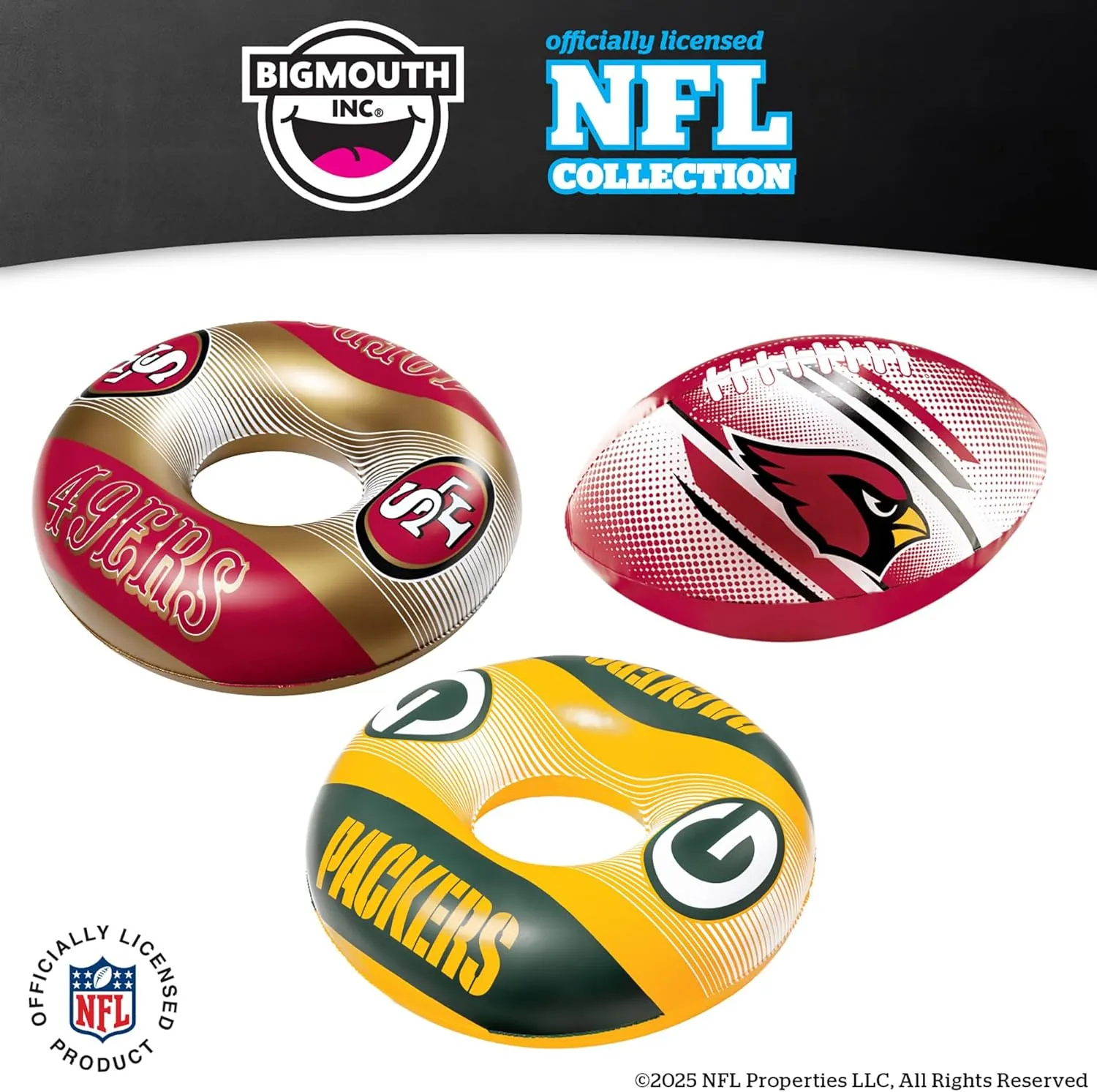 BigMouth 36” Inflatable Pool Floats Officially Licensed NFL Fan Gear Merchandise Inner Tube for Adults and Teens